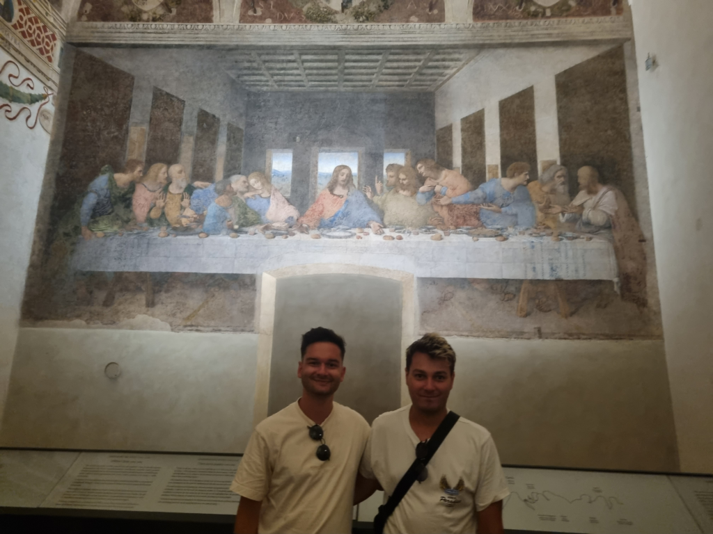 My friend and I standing in front of Leonardo Da Vinci's The Last Supper in Milan, Italy. The result of six months of hard work trying to secure tickets without overpaying. 